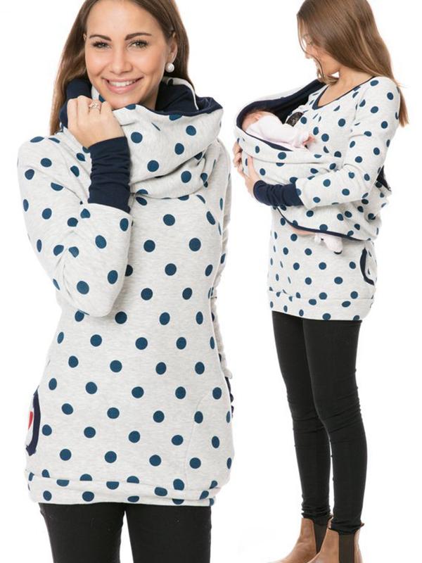 Heidi-Mode Maternity Chaps, Nurse Sweatshirts, Floral Print, Pockets, Zipper, Nursing Clothing