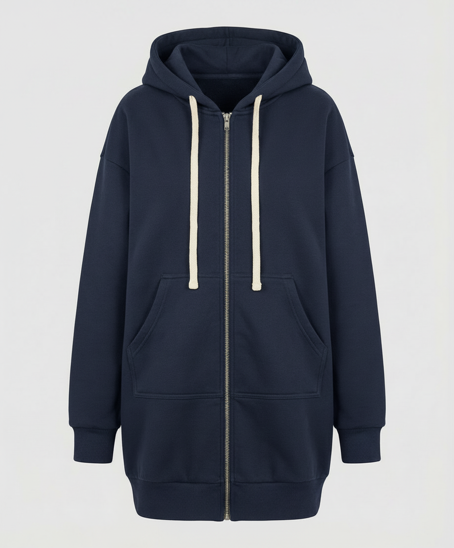 Heidi-Mode | Knee-Length Zip-Up Hoodie