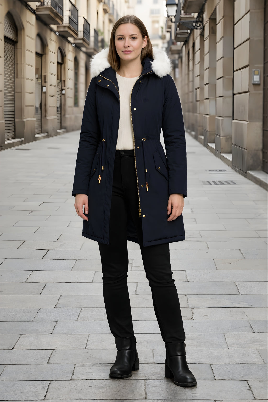 Lotte | Hooded women’s winter jacket with faux fur collar