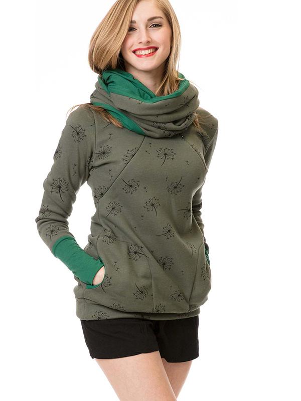 Heidi-Mode Maternity Chaps, Nurse Sweatshirts, Floral Print, Pockets, Zipper, Nursing Clothing