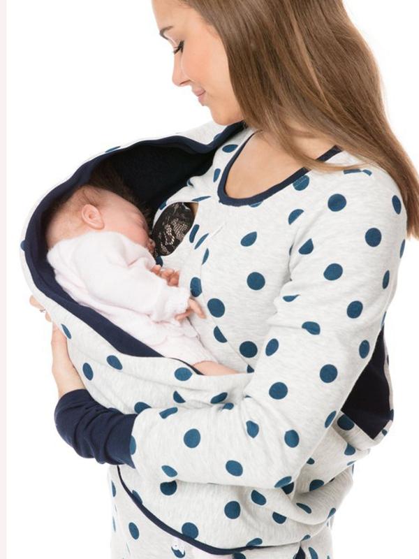 Heidi-Mode Maternity Chaps, Nurse Sweatshirts, Floral Print, Pockets, Zipper, Nursing Clothing