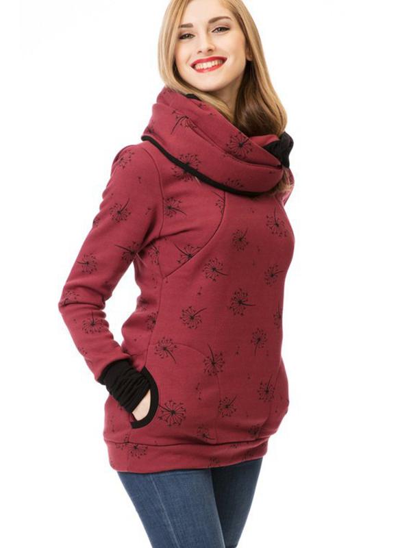 Heidi-Mode Maternity Chaps, Nurse Sweatshirts, Floral Print, Pockets, Zipper, Nursing Clothing
