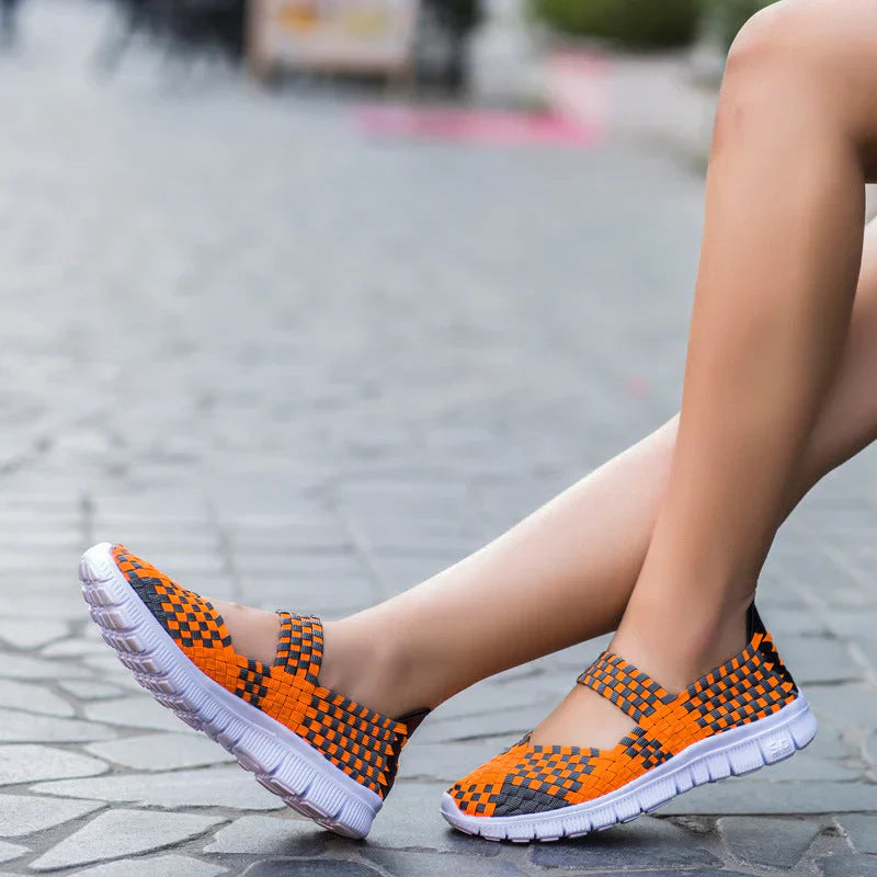 Heidi Elastic Band Woven Lightweight Flat Shoes