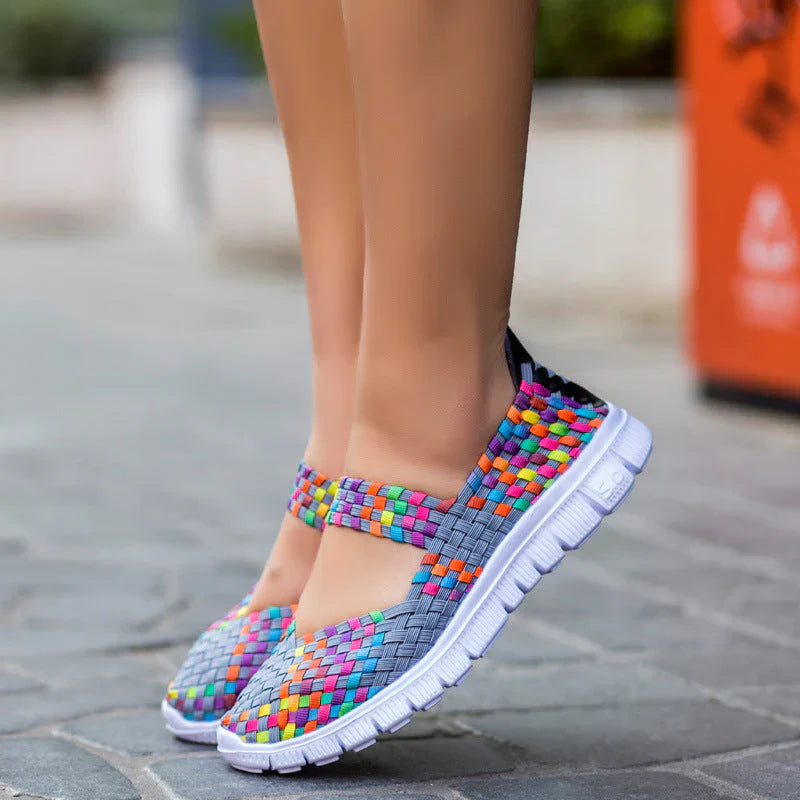 Heidi Elastic Band Woven Lightweight Flat Shoes