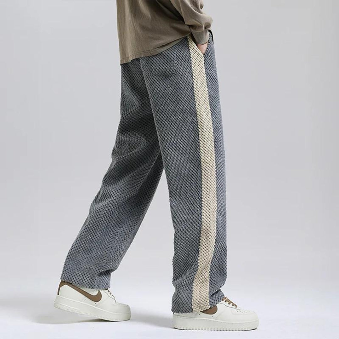 Corduroy Jogging Pants with Waffle Pattern