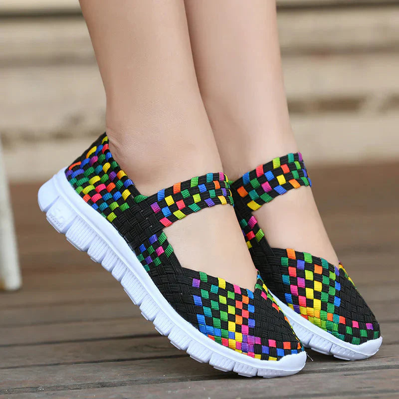 Heidi Elastic Band Woven Lightweight Flat Shoes