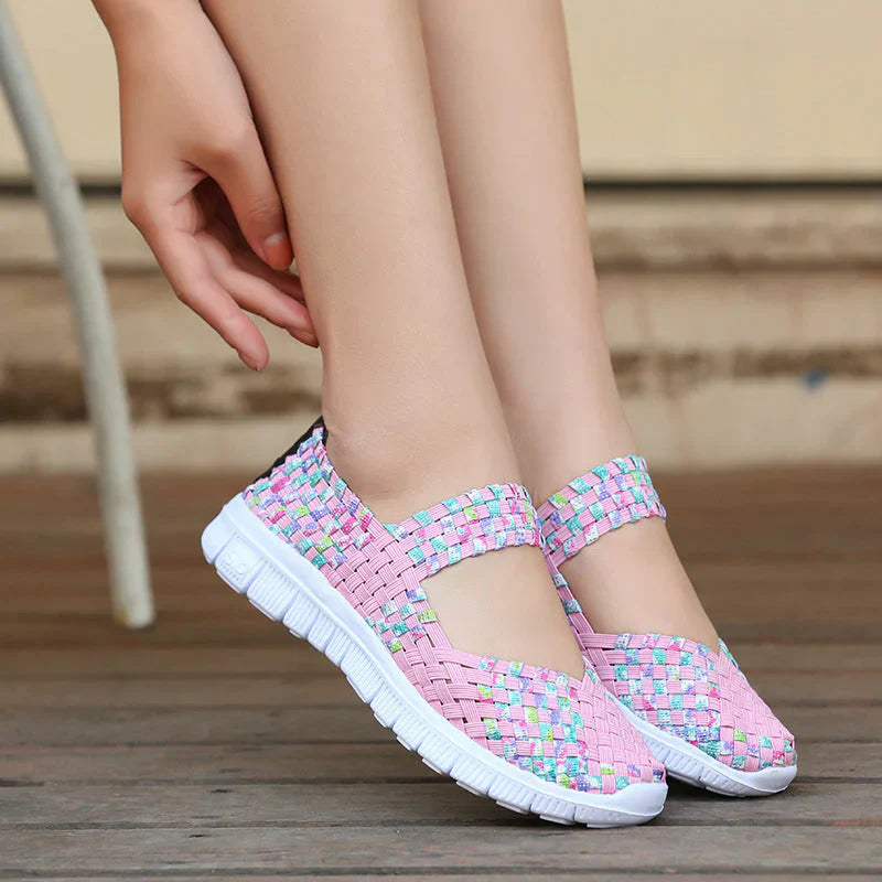 Heidi Elastic Band Woven Lightweight Flat Shoes