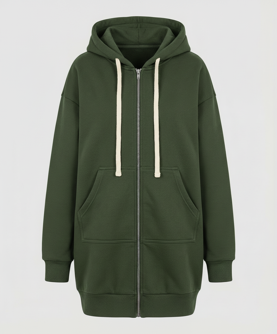 Heidi-Mode | Knee-Length Zip-Up Hoodie