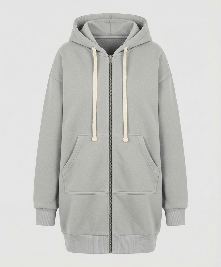 Heidi-Mode | Knee-Length Zip-Up Hoodie