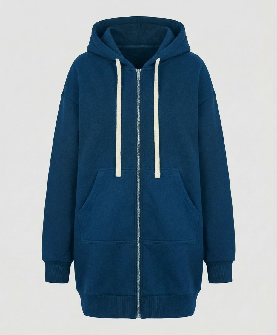 Heidi-Mode | Knee-Length Zip-Up Hoodie