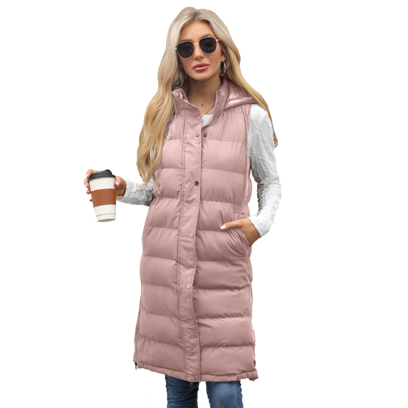 Kutsara - Casual Sleeveless Hooded Long Vest