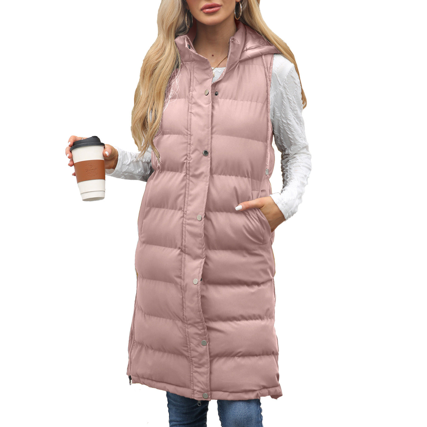 Kutsara - Casual Sleeveless Hooded Long Vest