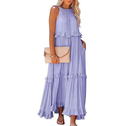 Leau | Halter Ruffle Maxi Dress