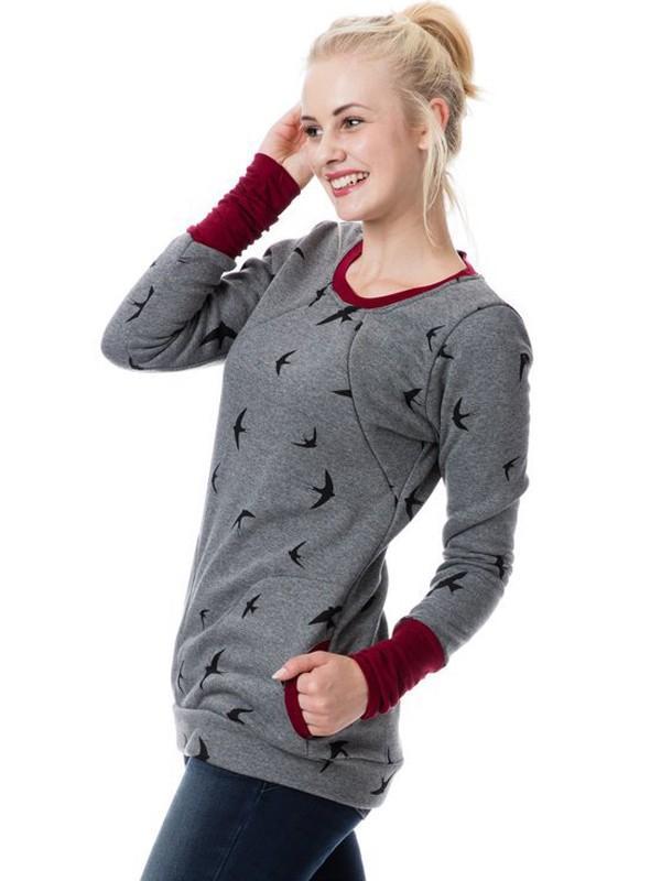 Heidi-Mode Maternity Chaps, Nurse Sweatshirts, Floral Print, Pockets, Zipper, Nursing Clothing