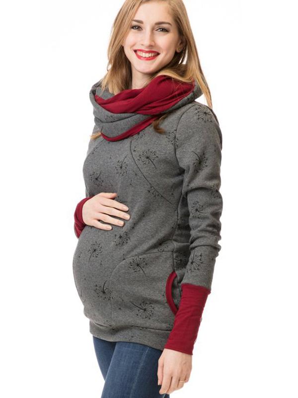 Heidi-Mode Maternity Chaps, Nurse Sweatshirts, Floral Print, Pockets, Zipper, Nursing Clothing