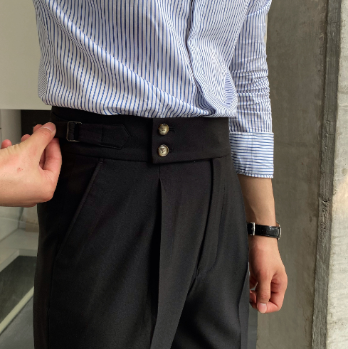 Heidi-Mode - Classic Pleated Trousers with Belt Loops