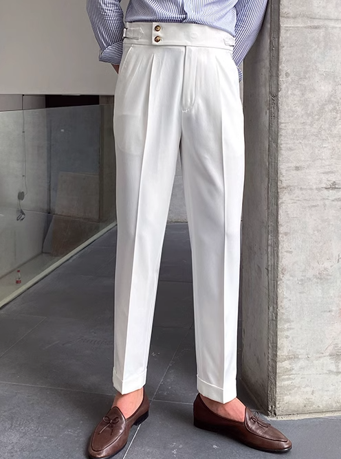Heidi-Mode - Classic Pleated Trousers with Belt Loops