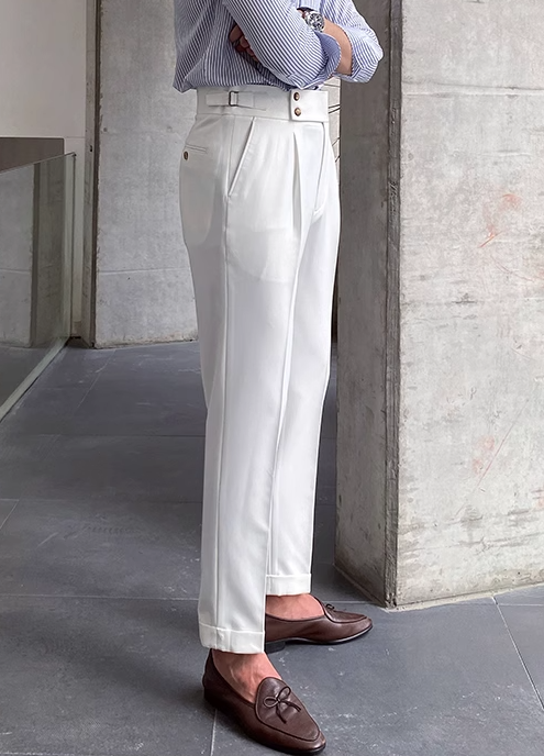 Heidi-Mode - Classic Pleated Trousers with Belt Loops