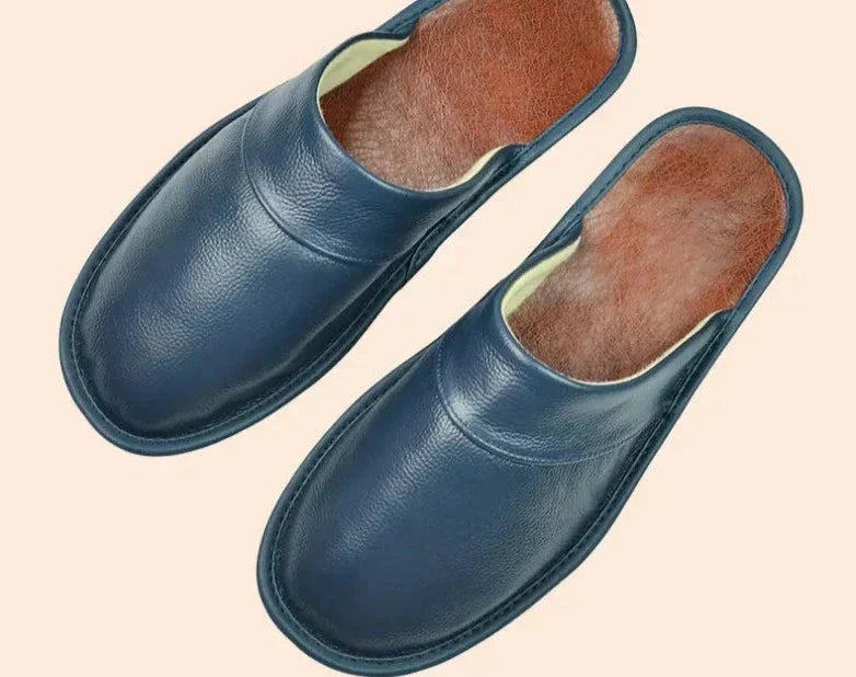 Heidi-Style – Comfortable Men's Slippers Made of Black Cowhide